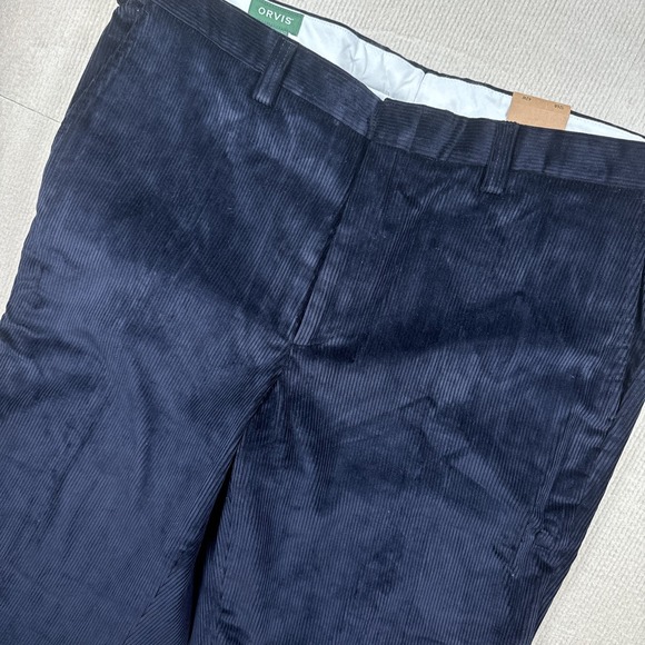 Orvis Men's 42 Blue Corduroy Chino Pants Cotton 43x38 Unfinished Hem - Picture 1 of 7